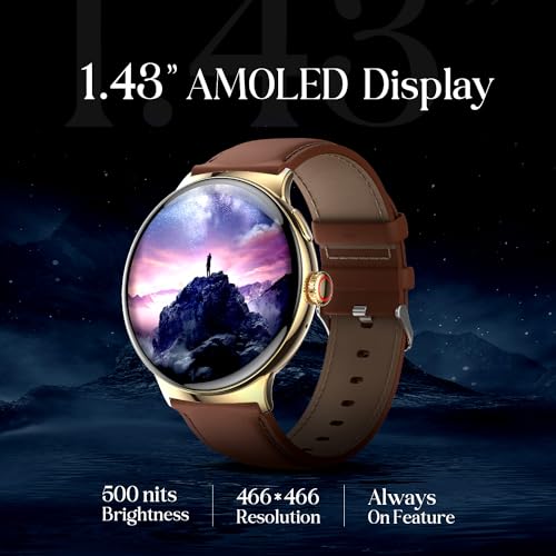 Image of itel Unicorn Smartwatch with Single chip BT Calling, 1.43 inch AMOLED Display, 500 Nits Brightness, Rotating Crown, IP68 Waterproof, 200+ Watch Faces, 100% Charging Approx 70 mins (Champagne Gold)