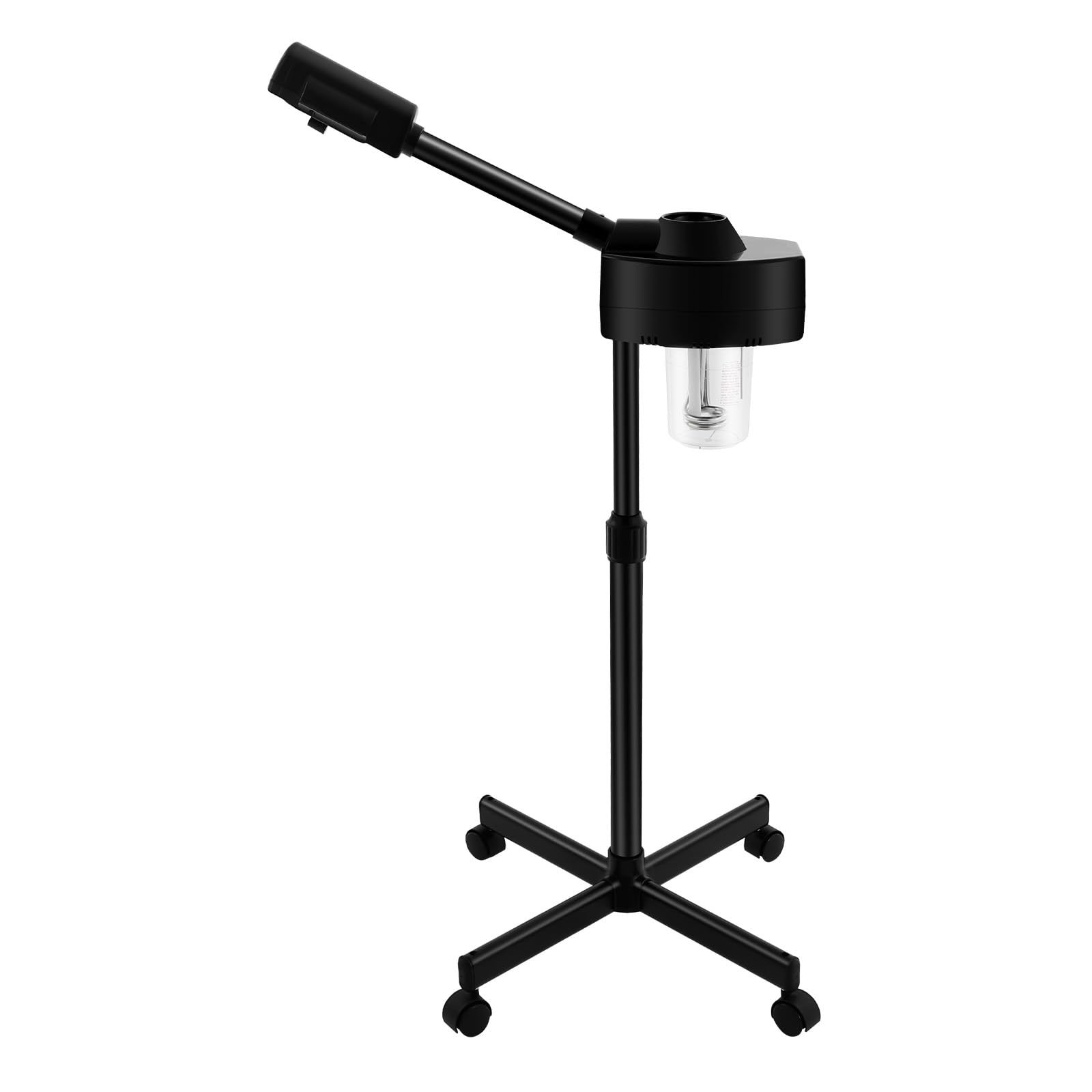 Vaporizador Facial con Ruedas, Cabezal Giratorio de 360°, Altura Ajustable 10-20cm, Negro