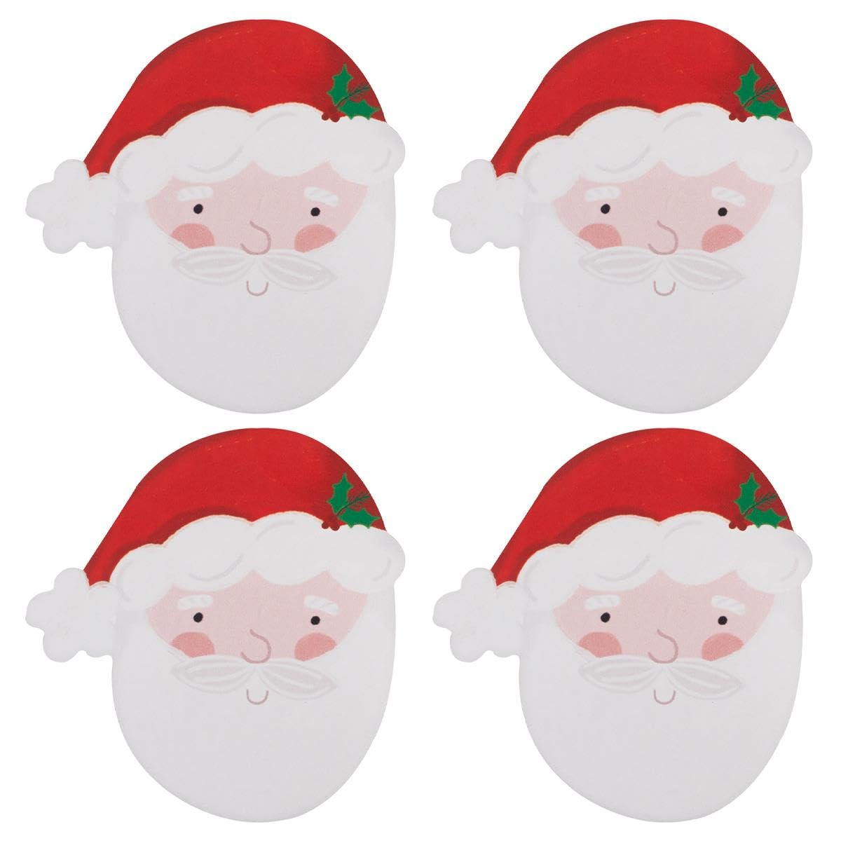Yöl Red - Santa Pack Of 4 Wooden Santa Claus Coasters - Christmas Dinner Table Xmas Themed Tea Coffee Water Juice Drinks Mats Breakfast Lunch Afternoon Tea Cup Placemats