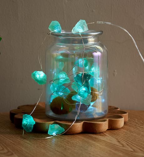 Miya Life HU-XI-201 Natural Fluorite String Lights Usb/Battery Powered Remote Operated Sea Glass Raw Stones Decorative Lights 6.5Ft 20Leds For Bedroom Party Indoor Christmas Wedding Decor thumb #5