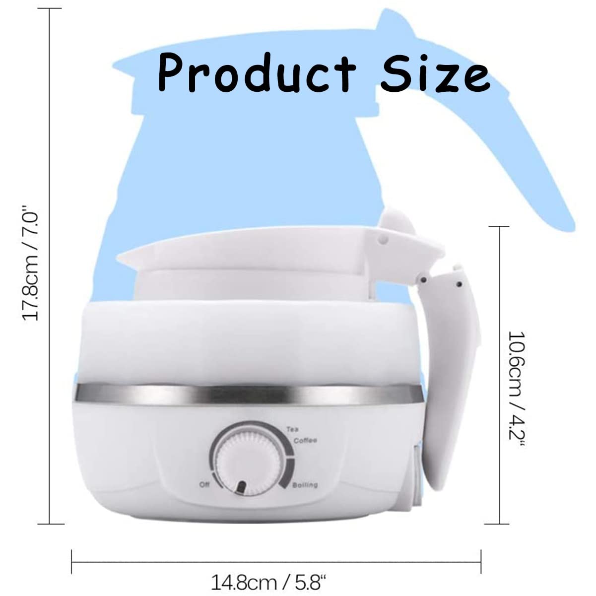 Bouilloire Pliable, Bouilloires Pliables Silictravel de Qualité, avec Double Tension et Cordon d'alimentation Séparable Idéal, Bouilloire Portable pour Voyage pour Randonnée Camping et