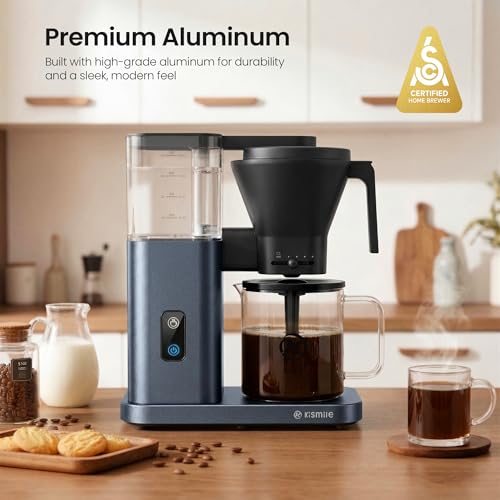 Image of Kismile SCA-Certified 8 Cup Drip Coffee Maker, Pour Over Coffee Machine with 3s Instant Heat 197-205℉, Adjustable Flow Control, Removable Water Tank, Deep Cold Brew & 40 Min Keep Warm(Blue)