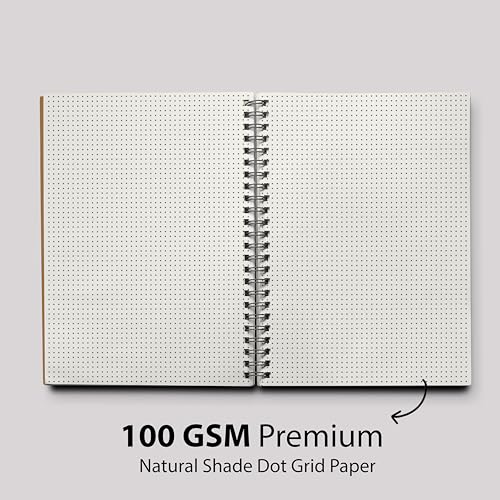 Image of PaperO Professional A4 Dot Grid Notebook | 5MM Dot Design | A4 Size (8.5 x 11 inches) | Ideal for Architects & Designers | Kraft Cover | 100 Pages | (DOT GRID 2)