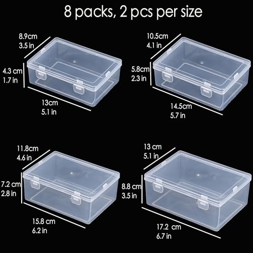 Image of Nail art toolbox Bead Organizers-8 Pcs Jewelry Organizers and Storage Plastic Storage Cases Mini Clear Bead Containers Transparent Boxes with Hinged Lid and Rectangle Clear Craft Supply Case