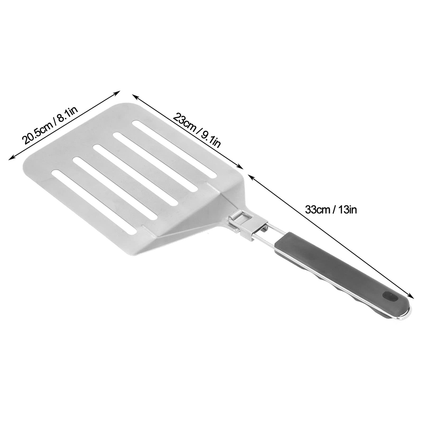 CHEOTIME Pizza Peels, Perforated Pizza Peel 8 inch with Folding Handle Nonstick Stainless Steel Metal Pizza Paddle Spatula Pizza Peel Accessories For Baking Dough Bread