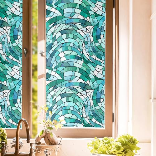 Vinilo decorativo azul para ventana 40x300 cm
