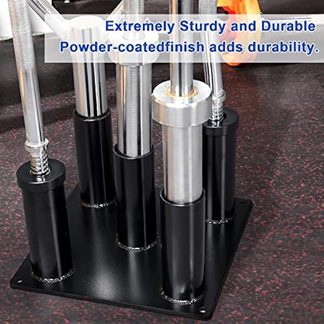 Eapele Barbell Storage Holder for 1 and 2 Olympic Bars EZ-Bars Trap Bars (5 Bars)