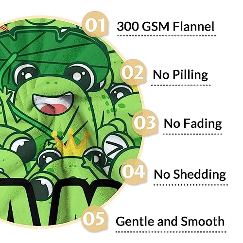 Mercuryelf Custom Frog Throw Blanket - Soft, Fuzzy & Warm - 50x60 Inches Flannel Blankets for Living Room, Sofa - Green Novelty Throws Gift for Teens