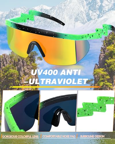 Image of Frienda 3 Pairs 80s Retro Sunglasses Semi Rimless Zigzag