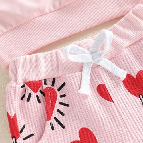 YINGISFITM Baby Girl Valentines Outfit Toddler Girls Valentines Shirt Sweatshirt Sweets Pants Spring Clothes Set (Pink, 12-18 Months) - Thumbnail 4