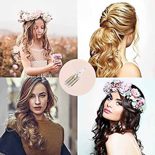 Foto von Lockenstab 3 Fässer Welleneisen für Haare, PEFOOK Lockenstab mit 3 Stäben mit Einstellbarer Temperatur, Welleisen Schnelle Heizung Große Welle für Lange/kurze Haare, Haar Styling Werkzeug 25mm