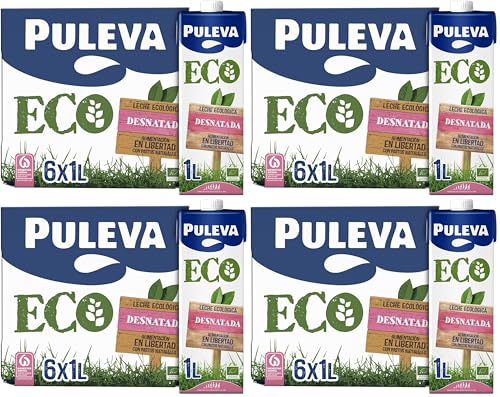 Leche ecológica Puleva ECO Desnatada brik 1L – Caja 6 litros (Paquete de 4)