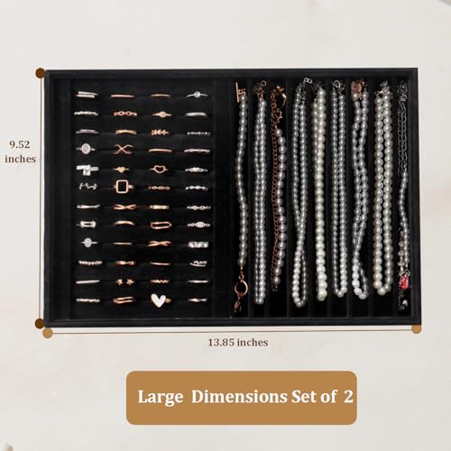 Image of Large Velvet Jewelry Tray Display Drawer Inserts 2 Pack