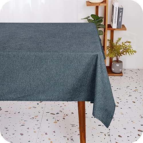 Amazon Brand - Umi White Table Cloth Wipe Clean Faux Linen Rectangular Water Resistant Washable Table Cover for Dinning Room 132x178cm 52x70in
