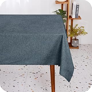 Amazon Brand - Umi White Table Cloth Wipe Clean Faux Linen Rectangular Water Resistant Washable Table Cover for Dinning Room 132x178cm 52x70in