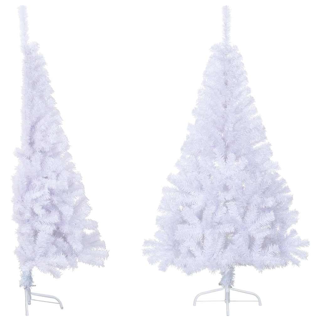 Albero di Natale artificiale bianco, 150 cm, in PVC, con supporto in acciaio, 95 cm di larghezza, 340 punte, realistico, per soggiorno, interni ed esterni protetti