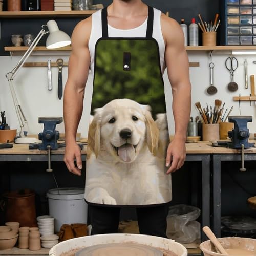 Delantal de trabajo con diseño Golden Retriever Negro miniatura 4
