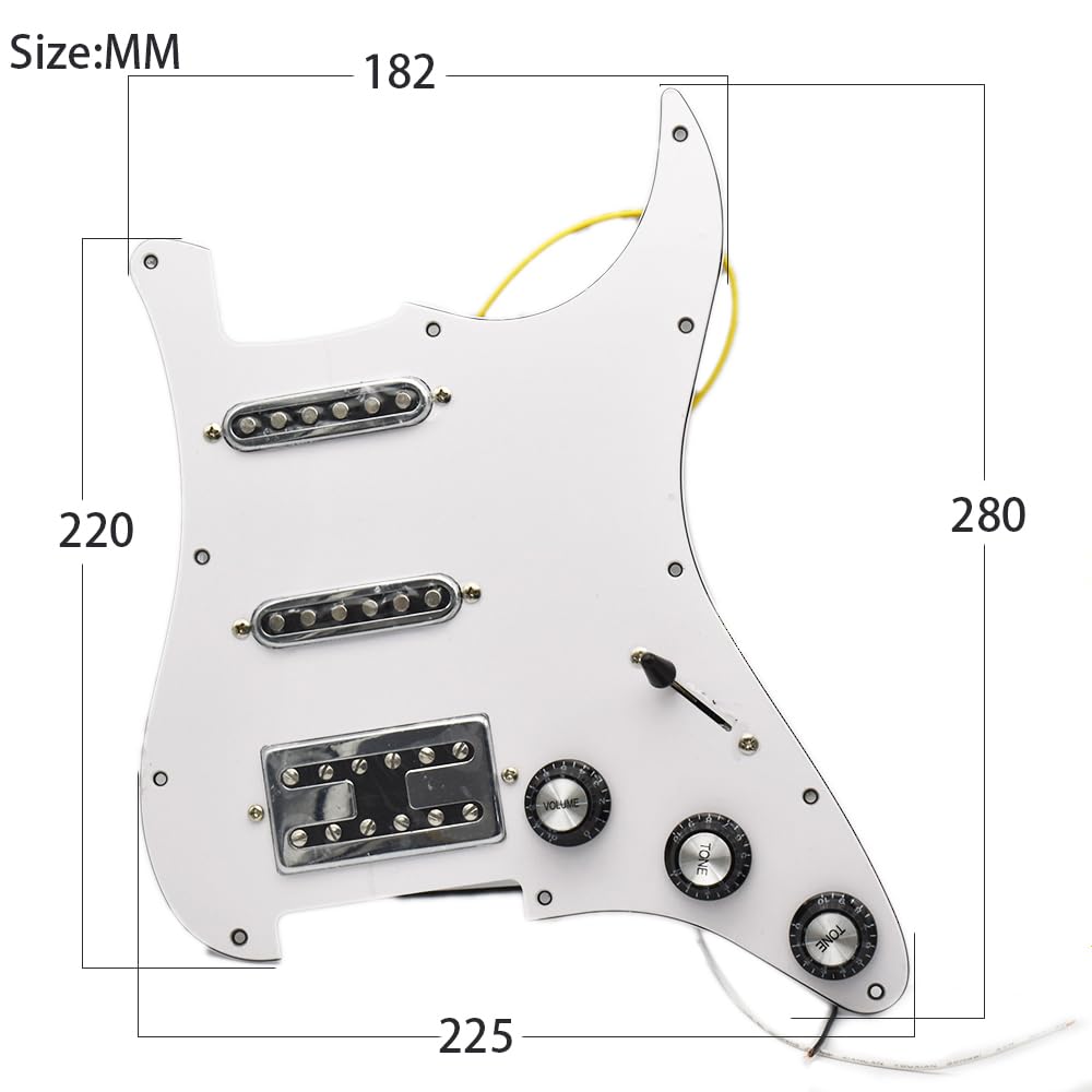 SSH załadowany wstępnie okablowany zestaw pickguard do gitary elektrycznej z 2T1V do gitary w stylu FD ST (biały)
