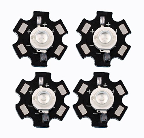 Led World 10 Pcs 1W 3W 365nm UV Led Ultraviolet Led Chip Light High Power LED Bead with 20mm Base for DIY