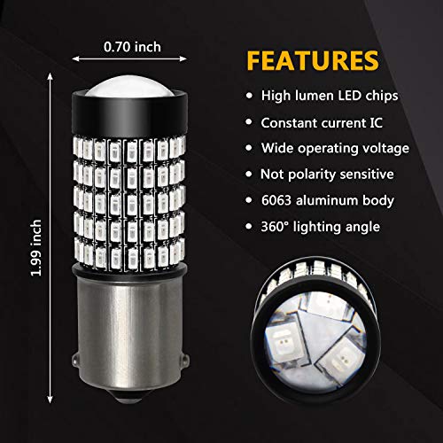 Phinlion 1156 Led Red Brake Stop Light Bulbs 2800 Lumens Super Bright 3014 103-Smd Ba15S 1003 1156 7506 Led Bulb With Projector For Turn Signal Brake Tail Lights #TOP3