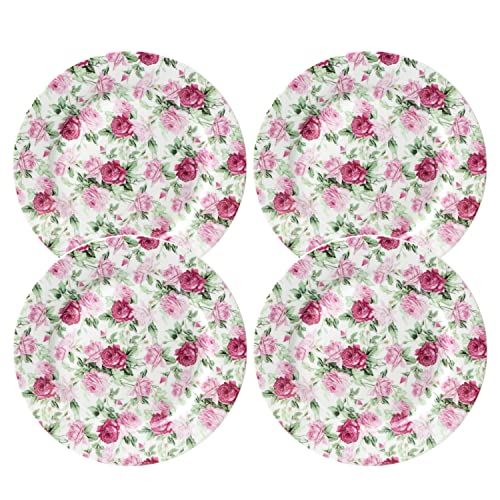 Gracie China Summer Rose Chintz All Over Dessert/Salad Plates, Set of 4 (8-Inch)