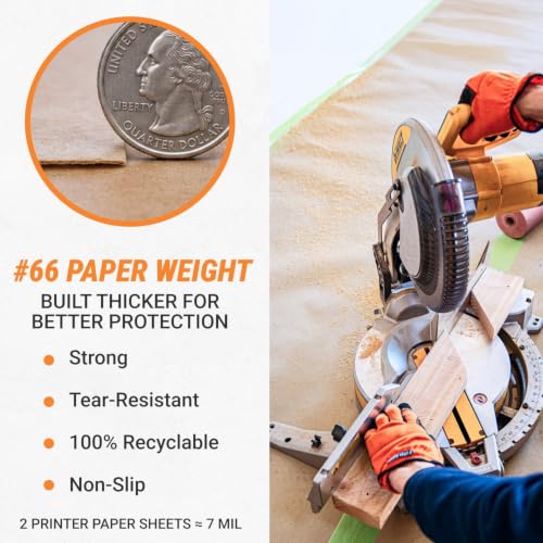 Image of Floor Protection Natural Brown Rosin Paper 18 inch x 166 ft | USA-Made 7 Mil Heavy-Duty Builders Paper for Painting, Construction, Hardwood Floor Cover from Paint, Dust, Traffic