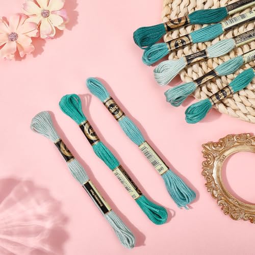 Image of Green Blue Gradient Embroidery Floss Thread for Sewing Bracelet