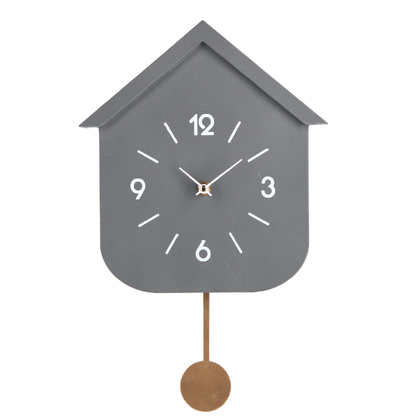 Decor Space Orologio da parete Home con pendolo in acciaio a batteria 24x5,5x37,5 h cm (grigio)