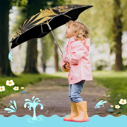 Paraguas infantil resistente UV Skyvora dorado con diseño de leopardo 7
