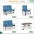 Incbruce 5 Pcs(6 Seats) Outdoor Metal Furniture Sets Wrought Iron Patio Conversation Sets, (Glider, 2 Single Chairs, Loveseat, and Coffee Table) with Cushion (Peacock Blue)
