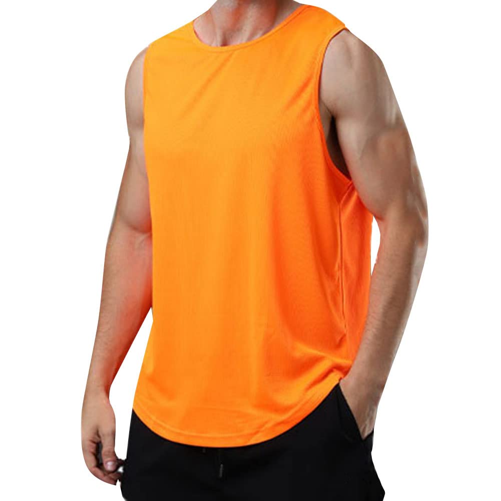 Xiinxigo Women's Orange Men's Vest Running Sleeveless T-Shirt Gym Tank Top Quick-Dry Sports Vest For Training Basketball Fitness,,3Xl