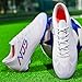 Imagen de NUTTOPL Zapatos de Fútbol para Hombre Spike Profesionales Atletismo Calzado de Fútbol Turf Adolescentes Zapatillas de Deporte Zapatos de Fútbol al Aire Libre de Competición Blanco Azul 43 EU