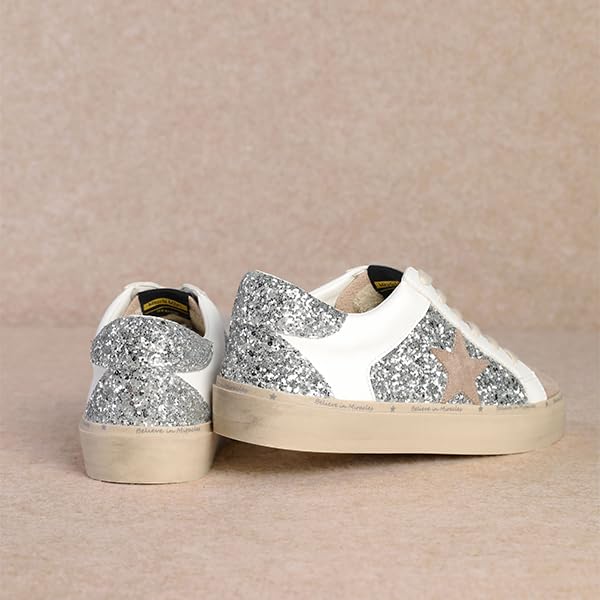 Image of Mi.iM Gaby Women's Star Sneakers - Snake Print Suede Lace-Up Fashion Shoes with Rubber Sole