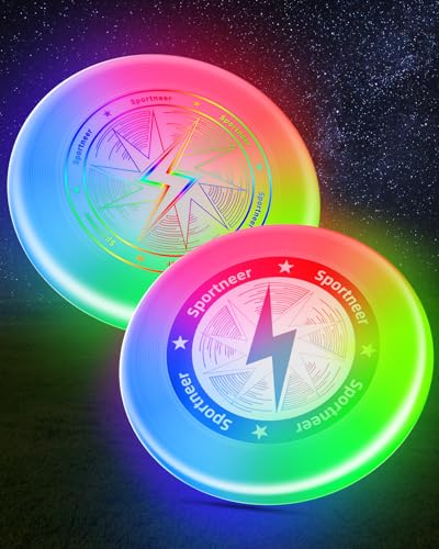Sportneer LED Flying Disc, Light Up Frisbee with 3...