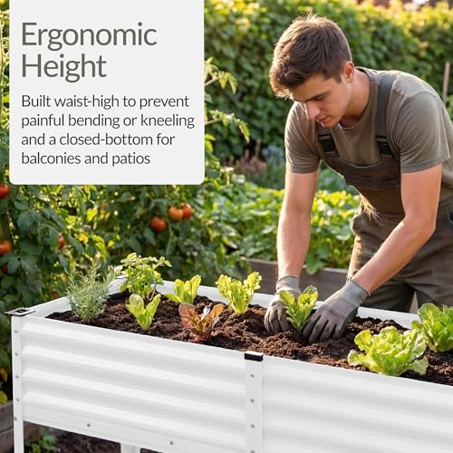 Image of Best Choice Products 72x24x30in Non Toxic Galvanized Raised Garden Bed, Metal Elevated Planter Box, Vegetable Garden, 100% Non Toxic Materials - White