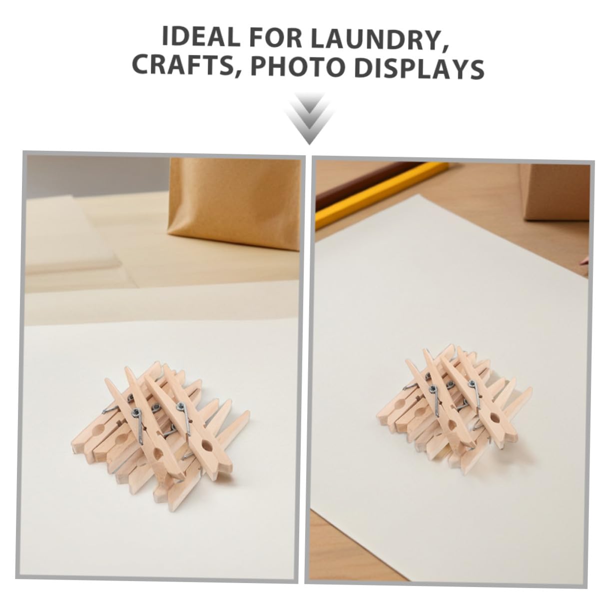 70 Piezas Pinzas de Madera Naturales para Colgar Ropa y Manualidades Clips Resistentes al Viento para Calcetines Toallas Fotos y Notas de Unidades Diseño Compacto y Acabado sin