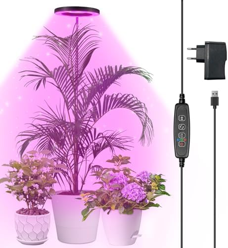 Qoolife Pflanzenlampe LED Vollspektrum für Zimmerpflanzen | 155 CM Höhenverstellbar, 72 LEDs, 3 Dimmbare Helligkeitsstufen, Zeitschaltuhr 3/9/12 Stunden, Für Indoor Pflanzen