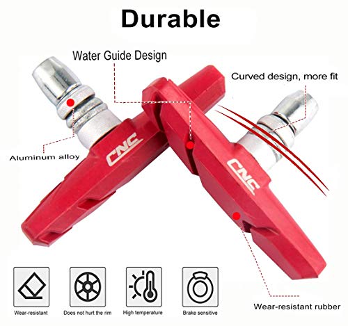 Image of Chooee Bike V-Brake Pads, Bicycle 70mm Brake Blocks Set, 2 Pairs Universal Brake Shoes