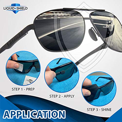Liquid Shield Eyewear Protective Coating Kit – Eye Glasses Lens Cleaner - Includes Microfiber Suede Cleaning Cloth, Silk Cloth – Prevents Scratches on Sunglasses, Delicate Surfaces
