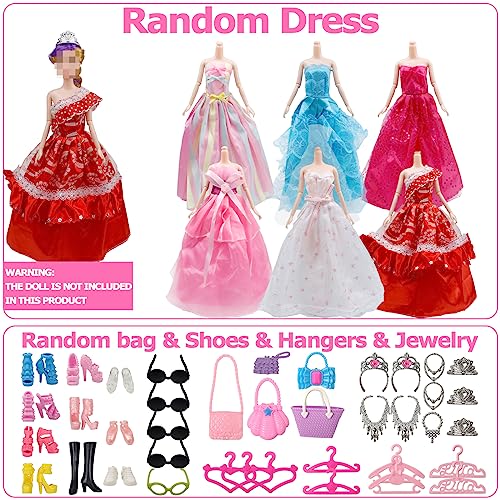 Toymaker 60Pcs Doll Clothes & Accessories For 11.5 Inch Doll Wedding Gowns Fashion Dresses Slip Dresses Shoes Bikini Necklace Swimsuit Crown Girls Gift Princess Toys Age 6-12 #TOP2