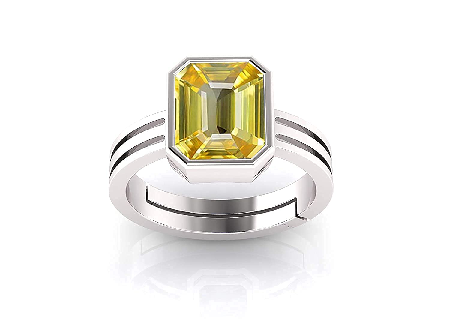 anuj sales 6.00 Carat Natural Yellow Sapphire Pukhraj Stone Panchdhatu Adjustable Silver Ring for Men and Women-picture-6