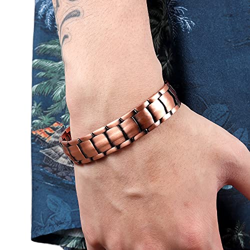 The North Ring® 99.9% Pure Copper Magnetic Bracelet - 3000 Gauss Magnetic Copper Bracelets For Men - Double-Row Strong Magnets - Adjustable Length With Adjusting Tool #TOP6