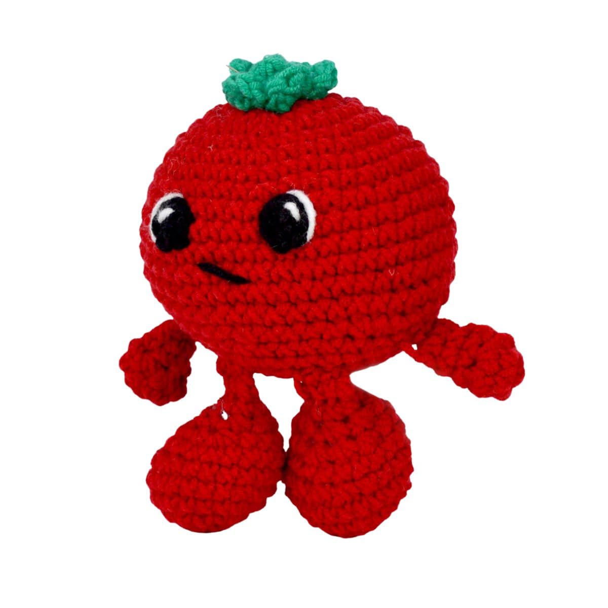 KNITTY CRITTERS Fruit and Veg Heads Crochet Kit – Tomato Soup | Beginner-Friendly Crochet Craft Kit with Recycled Yarn