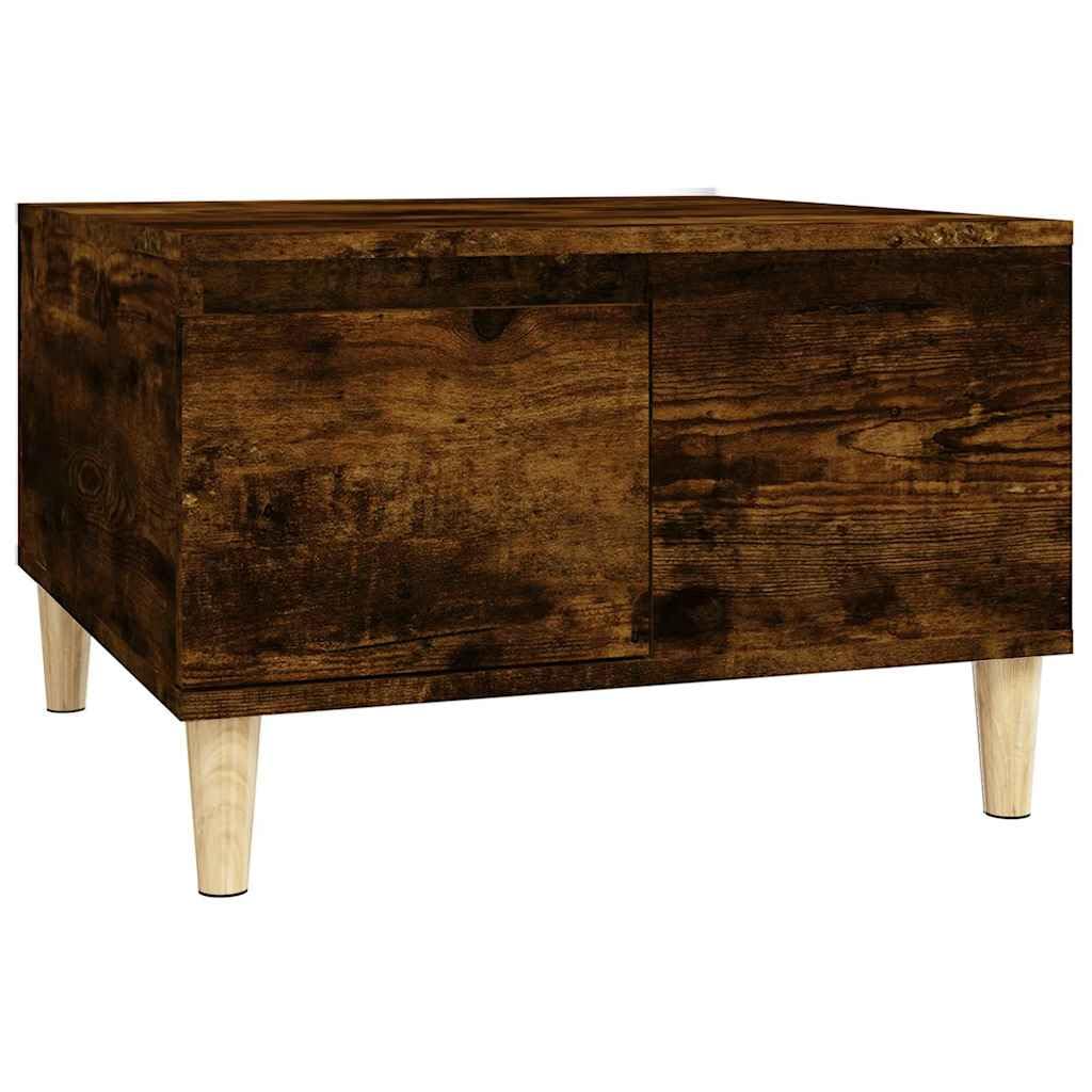 Table basse chêne fumé 55x55x36,5 cm, table d'appoint salon avec tiroir de rangement
