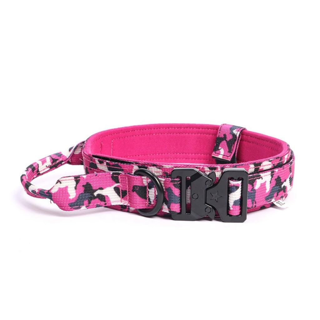 AOBUJDUB Tactical Dog Collar, Padded Breathable Soft Nylon Pet Collar With Heavy-Duty Metal Buckle, Heavy Duty and Soft On Ski for Medium Large Dogs(#E,L-(42cm-54cm))