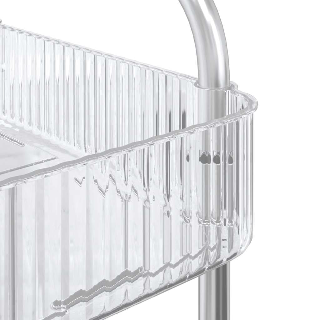 Aufbewahrungswagen 3 Etagen transparent 37x28x68 cm Acryl Edelstahl rollbar mit 4 Rädern für Haushalt, Büro, Lager, Garten, Umzug, Treppensteiger, Klappkarre, leicht, robust, vielseitig
