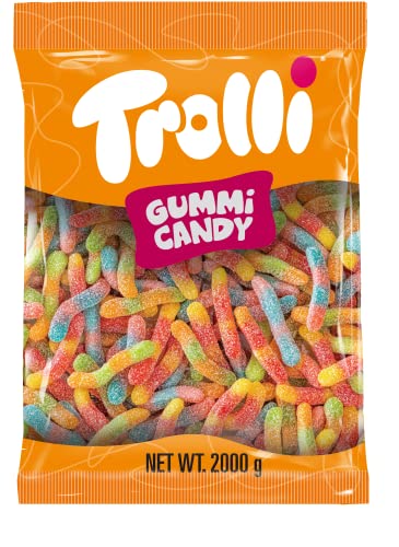 Trolli Brite Crawlers Candy 2000 g – Sour Gummi Worms in Bright Fruity Flavours, Gluten-Free Bulk Lollies for Parties, Events & Trick-or-Treat Sharing