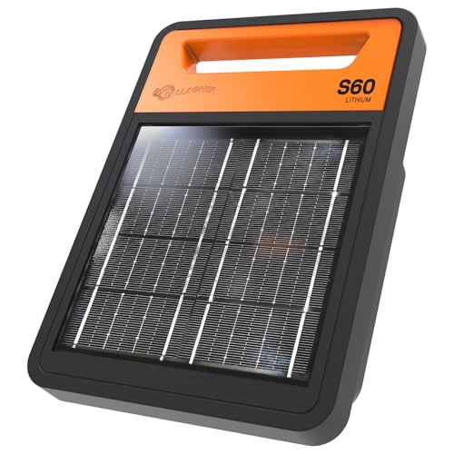 Gallagher S60 Solar Fence Charger | 0.6 Joule Electric Fence Energizer for Livestock, Poultry Netting, Gardens & Wildlife Exclusion | Powers Up to 6 Miles of Fence | Lithium Battery Technology