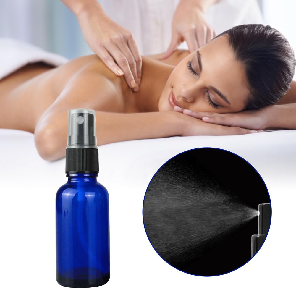 20 flaconi spray in vetro da 100 ml, piccoli flaconi spray ricaricabili, riutilizzabili, blu vuoto, nebulizzatore, nebulizzatore da viaggio, per oli essenziali, cosmetici liquidi da viaggio, pulizia