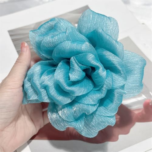 Image of Flash Camellia Flower Brooch Pin for Women Men Elegant Texture Fabric Dahlia Rose Floral Brooches Lapel Pins Dainty Wedding Holiday Party Costume Dress Accessories Jewelry